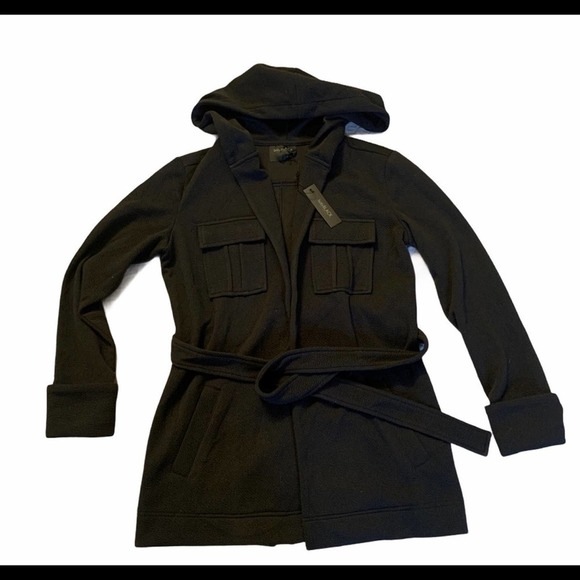 𝅺bobiblack black hooded textured jacket Size M - Picture 1 of 10